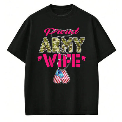 Best Wife Shirt, Wife and Husband Unisex T-Shirt/Hoodie/Sweatshirt HLT00 - Gift for wife T shirt, lucky wife   Proud Army Wife Camo US Flag Dog Tags Pride Military Spouse T-Sh