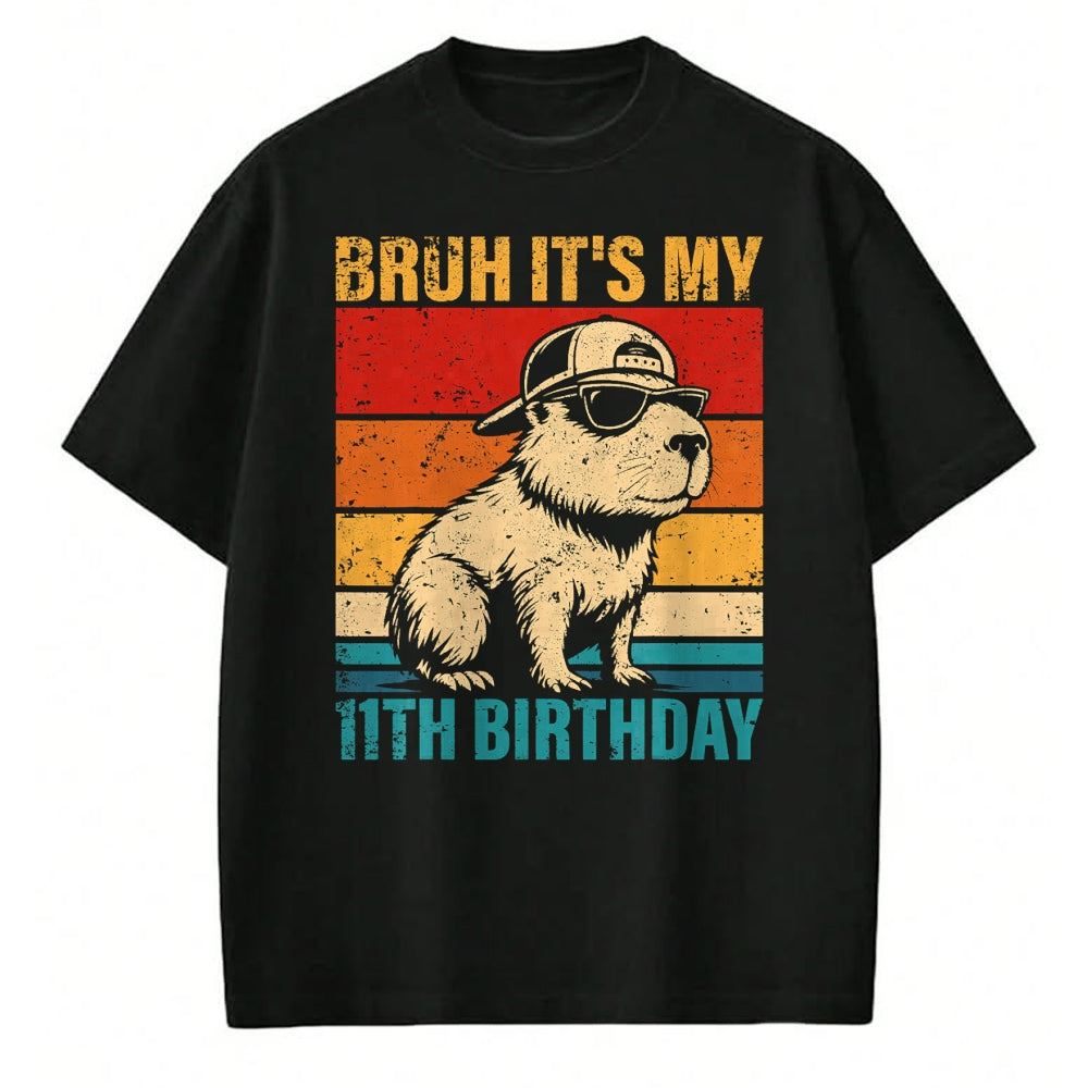 Cute Capybara Shirt, Funny Capybara UnisexT-Shirt/Hoodie/Sweatshirt HLT00 - 11 Year Old Birthday Boy Capybara Bruh It_s My 11th Birthday T-Shirt