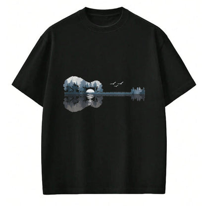 Guitar Lover Shirt, Funny Guitar UnisexT-Shirt/Hoodie/Sweatshirt HLT00 - Acoustic Guitar Lake Music Guitarist Musician Men Women T-Shirt, Men, Black, 3X-Large