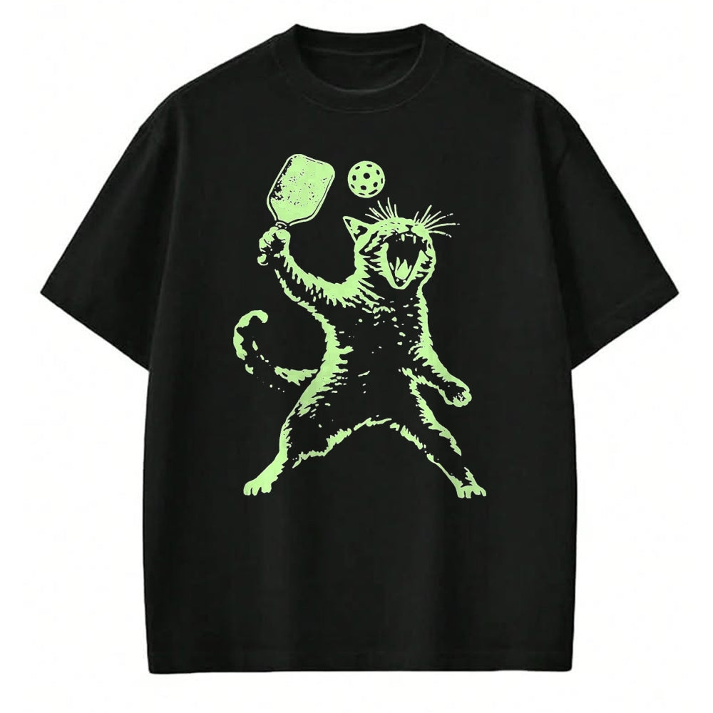 Funny Pickleball Shirt, Pickleball Lover Unisex T-Shirt/Hoodie/Sweatshirt HLT00 - Cat Pickleball T-Shirt, Men, Black, 3X-Large