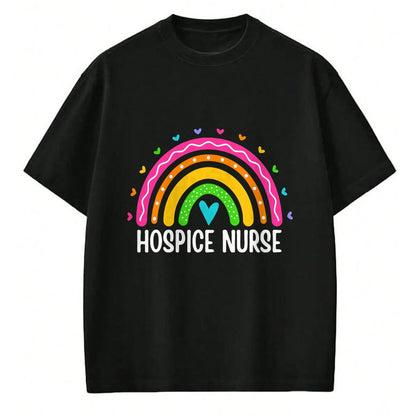 Funny Nurse Shirt, Nurse Unisex T-Shirt/Hoodie/Sweatshirt HLT00 - Hospice Care Nursing Rainbow RN Registered Hospice Nurse T-Shirt