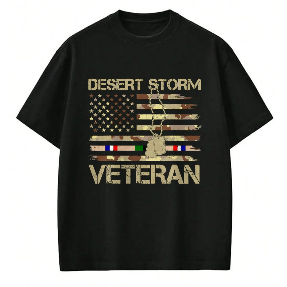 Proud Veteran Shirt, Funny Veteran UnisexT-Shirt/Hoodie/Sweatshirt HLT00 - Patriotic Desert Storm Veteran Distressed Flag US Camouflage T-Shirt