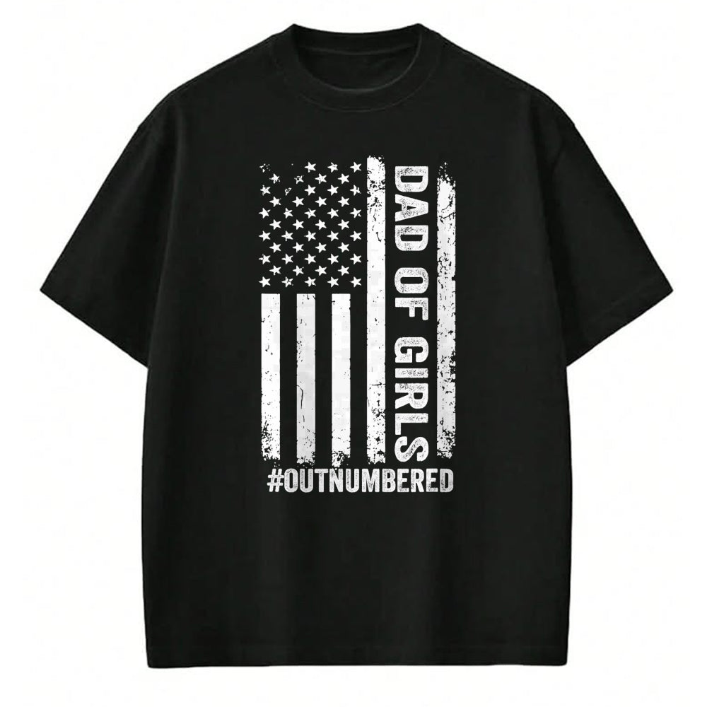 Gift for Dad Shirt, Funny Dad Unisex T-Shirt/Hoodie/Sweatshirt HLT00 – Proud Dad of Girl Outnumbered American Flag Father_s Day T-Shirt