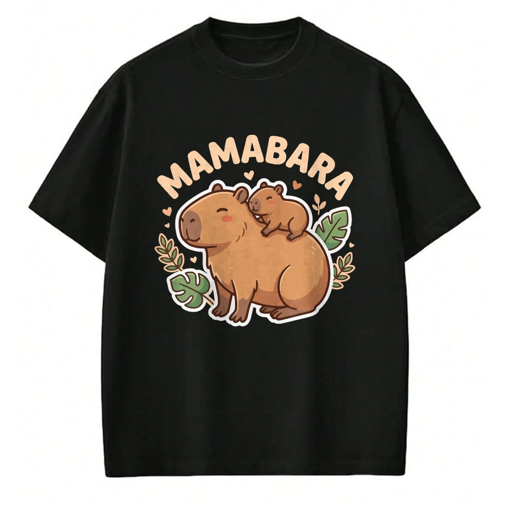 Cute Capybara Shirt, Funny Capybara Unisex T-Shirt/Hoodie/Sweatshirt HLT00 - Mamabara Capybara Mother T-Shirt (2)