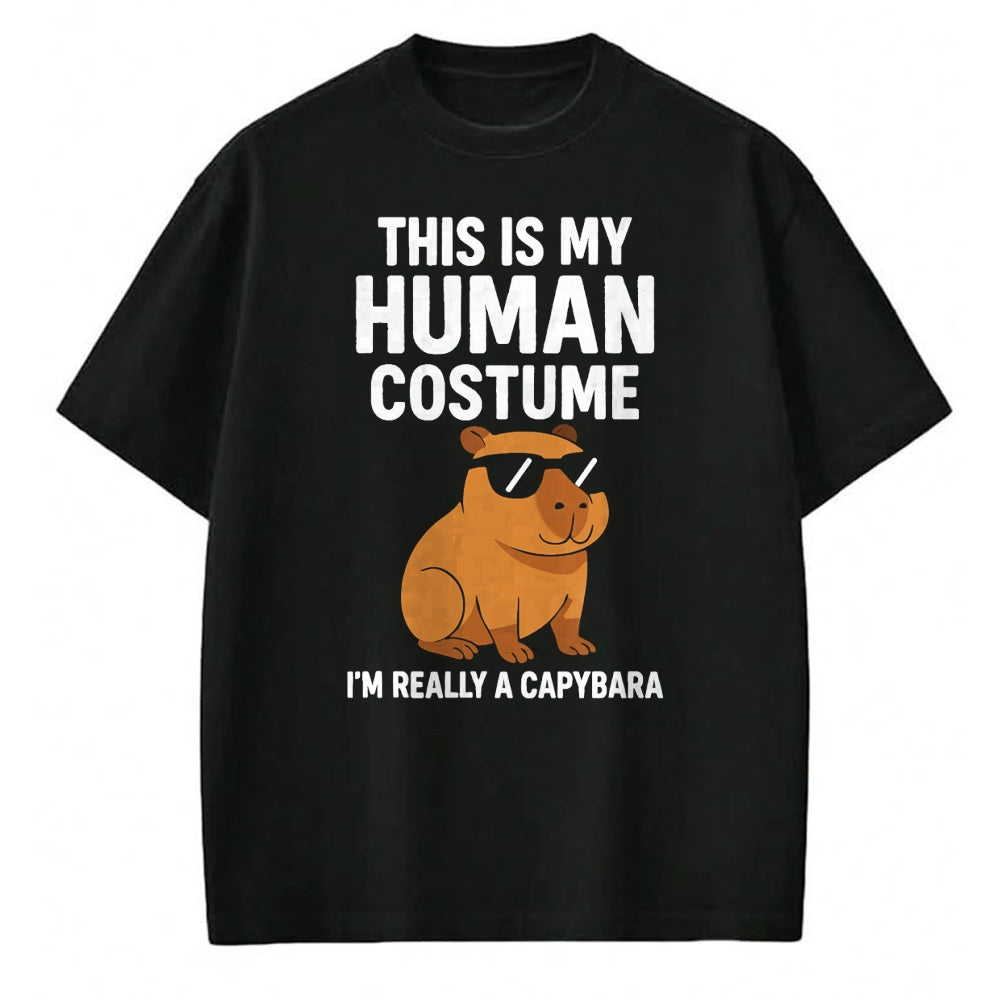 Cute Capybara Shirt, Funny Capybara Unisex T-Shirt/Hoodie/Sweatshirt HLT00 - This is My Human Costume I Am Really A Capybara T-Shirt