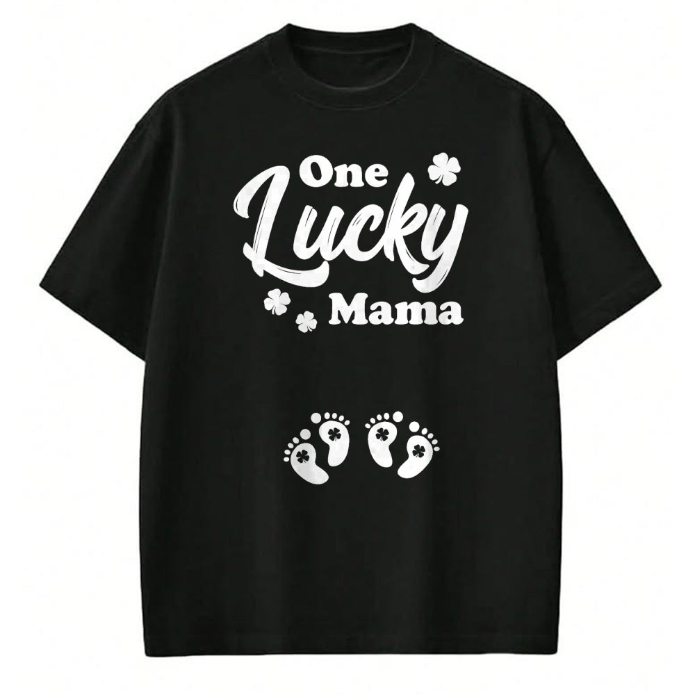 Gift for Mom Shirt, Funny Mom Unisex T-Shirt/Hoodie/Sweatshirt HLT00 - Pregnancy Mom of Twins One Lucky Mama St Patrick_s Day T-Shirt