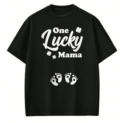 Gift for Mom Shirt, Funny Mom Unisex T-Shirt/Hoodie/Sweatshirt HLT00 - Pregnancy Mom of Twins One Lucky Mama St Patrick_s Day T-Shirt