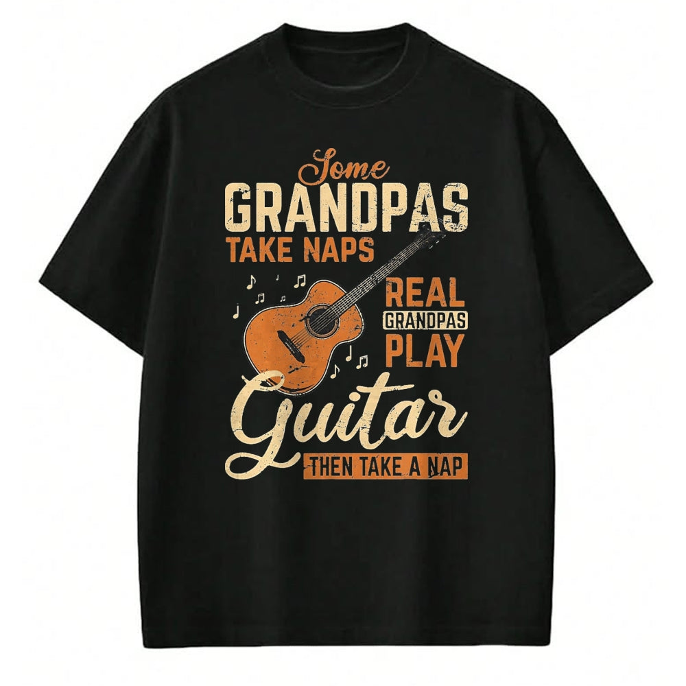 Guitar Lover Shirt, Funny Guitar UnisexT-Shirt/Hoodie/Sweatshirt HLT00 - Real Grandpas Play Guitar Then Take Nap Funny Guitarist T-Shirt, Men, Black, 3X-Large