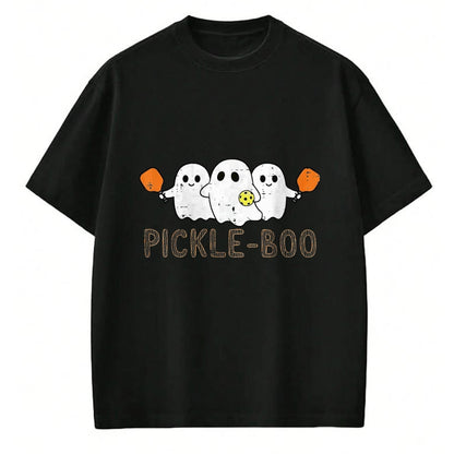 Funny Pickleball Shirt, Pickleball Lover Unisex T-Shirt/Hoodie/Sweatshirt HLT00 - Halloween Pickleball Ghosts Pickle Boo Costume Men Women Kid T-Shirt, Women