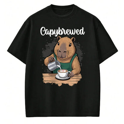 Cute Capybara Shirt, Funny Capybara Unisex T-Shirt/Hoodie/Sweatshirt HLT00 - Capybrewed Funny Capybara Barista Coffee Lover T-Shirt