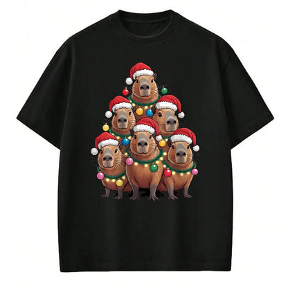 Cute Capybara Shirt, Funny Capybara UnisexT-Shirt/Hoodie/Sweatshirt HLT00 - Capybara Christmas Tree Santa Hat Cute Xmas Boys Kids Men T-Shirt