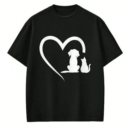 Cat Love Shirt, Funny Cat Lover Gift UnisexT-Shirt/Hoodie/Sweatshirt HLT00 - Dog Puppy and Baby Cat Heart - Animal Dog & Cat Heart T-Shirt, Men, Black, 3X-Large