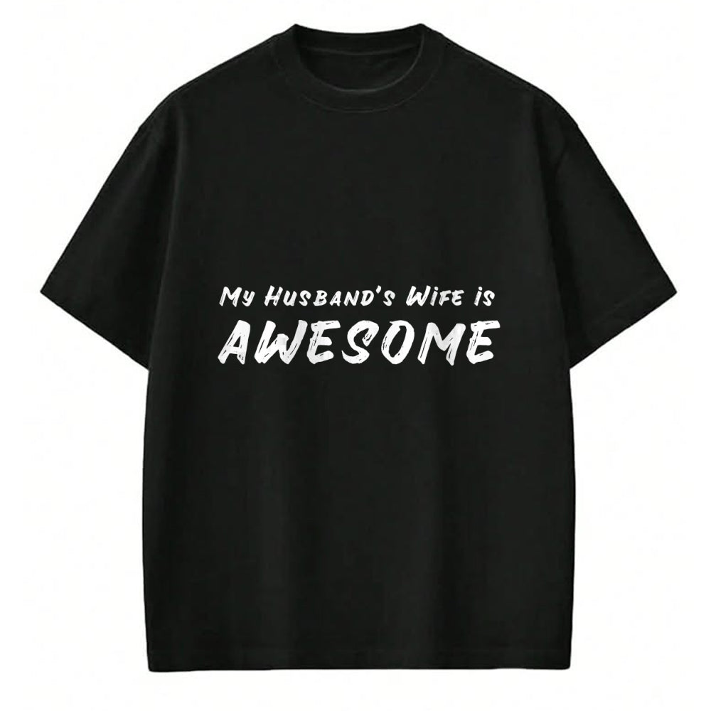 Best Wife Shirt, Wife and Husband Unisex T-Shirt/Hoodie/Sweatshirt HLT00 - Womens Women's My Husband's Wife Is Awesome Funny V-Neck T-Shirt
