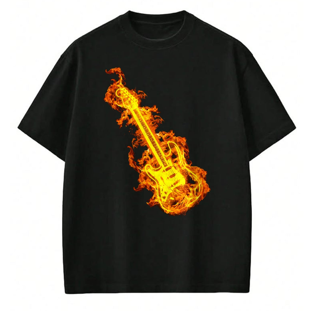 Guitar Lover Shirt, Funny Guitar UnisexT-Shirt/Hoodie/Sweatshirt HLT00 - Electric Guitar In Flames Gift Rock Guitar Lovers T-Shirt