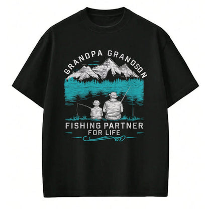 Best Grandpa Shirt, Proud Grandpa Unisex T-Shirt/Hoodie/Sweatshirt HLT00 - Grandpa Grandson Fishing Partner For Life T-Shirt