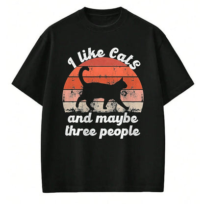 Cat Love Shirt, Funny Cat Lover Gift UnisexT-Shirt/Hoodie/Sweatshirt HLT00 - I Like Cats and Maybe 3 People T-Shirt, Men, Black, 3X-Large