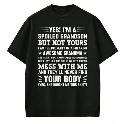 Best Grandma Shirt, Proud Grandma Unisex T-Shirt/Hoodie/Sweatshirt HLT00 - yes i'm a spoiled grandson T-Shirt (3)
