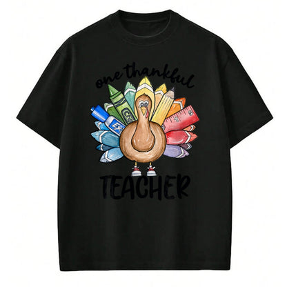 Best Thanksgiving Family Shirt , Funny Thanksgiving UnisexT-Shirt/Hoodie/Sweatshirt HLT00 - One Thankful Teacher Thanksgiving Turkey, Cute Crayon Pencil T-Shirt