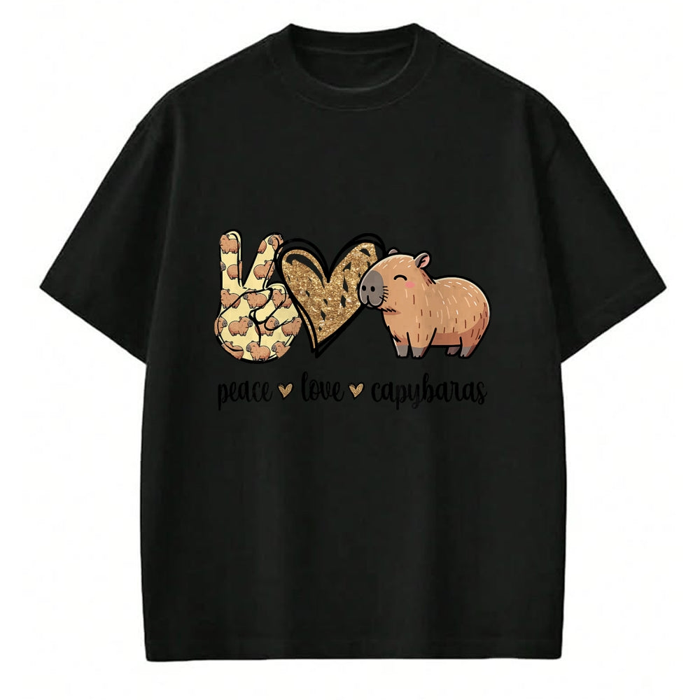 Cute Capybara Shirt, Funny Capybara Unisex T-Shirt/Hoodie/Sweatshirt HLT00 - Kawaii Kids Womens Girls Peace Love Meme Lover Capybara T-Shirt