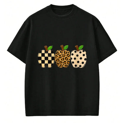 Best Teacher Shirt, Funny Teacher UnisexT-Shirt/Hoodie/Sweatshirt HLT00 - Pattern Apple Trio Leopard Print Checkered Polka Dot Teacher T-Shirt