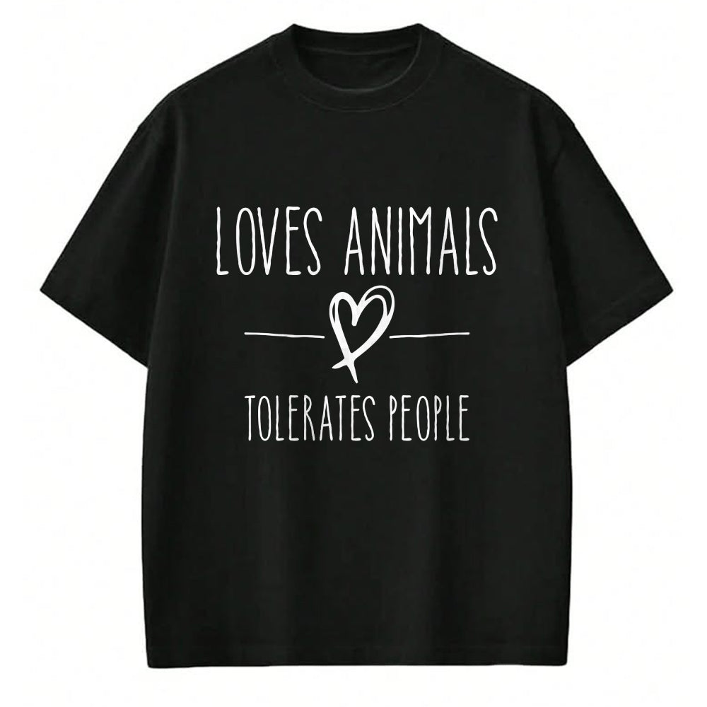 Cat Love Shirt, Funny Cat Lover Gift UnisexT-Shirt/Hoodie/Sweatshirt HLT00 - Loves Animals tolerates People Friends Cat Lover & Dog Love Long Sleeve T-Shirt