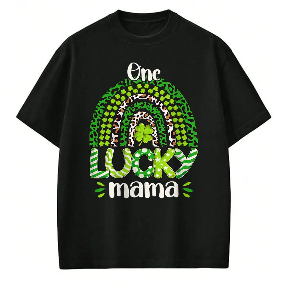 Gift for Mom Shirt, Funny Mom Unisex T-Shirt/Hoodie/Sweatshirt HLT00 - One Lucky Mom Irish Rainbow Leopard St Patricks Day T-Shirt