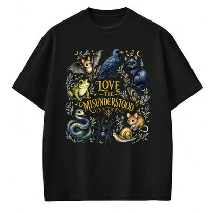 Cat Love Shirt, Funny Cat Lover Gift UnisexT-Shirt/Hoodie/Sweatshirt HLT00 - Love The Misunderstood Bat Raven Cat Snake Spider Moth Frog T-Shirt