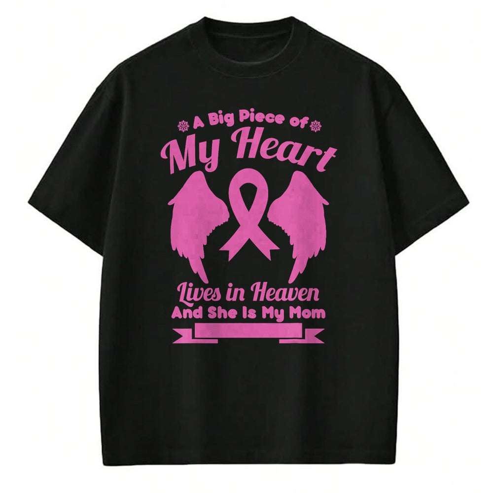 Gift for Mom Shirt, Funny Mom Unisex T-Shirt/Hoodie/Sweatshirt HLT00 - Mom In Heaven Wings Awesome Breast Cancer Awareness Gift T-Shirt