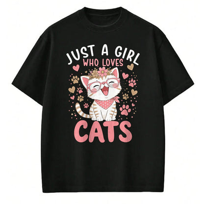 Cat Love Shirt, Funny Cat Lover Gift UnisexT-Shirt/Hoodie/Sweatshirt HLT00 - Just A Girl Who Loves Cats Cute Floral Animals Lover T-Shirt (1)
