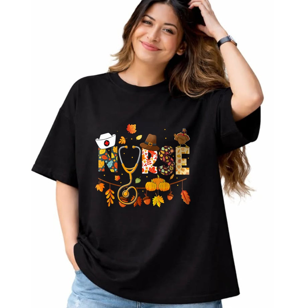 Funny Nurse Shirt, Nurse Unisex T-Shirt/Hoodie/Sweatshirt HLT00 - Nurse Thanksgiving Shirt Health Worker Nursing Fall Turkey T-Shirt