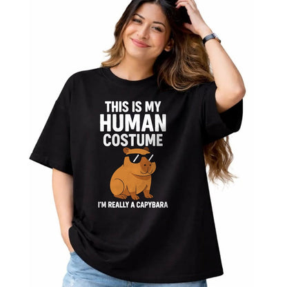 Cute Capybara Shirt, Funny Capybara Unisex T-Shirt/Hoodie/Sweatshirt HLT00 - This is My Human Costume I Am Really A Capybara T-Shirt