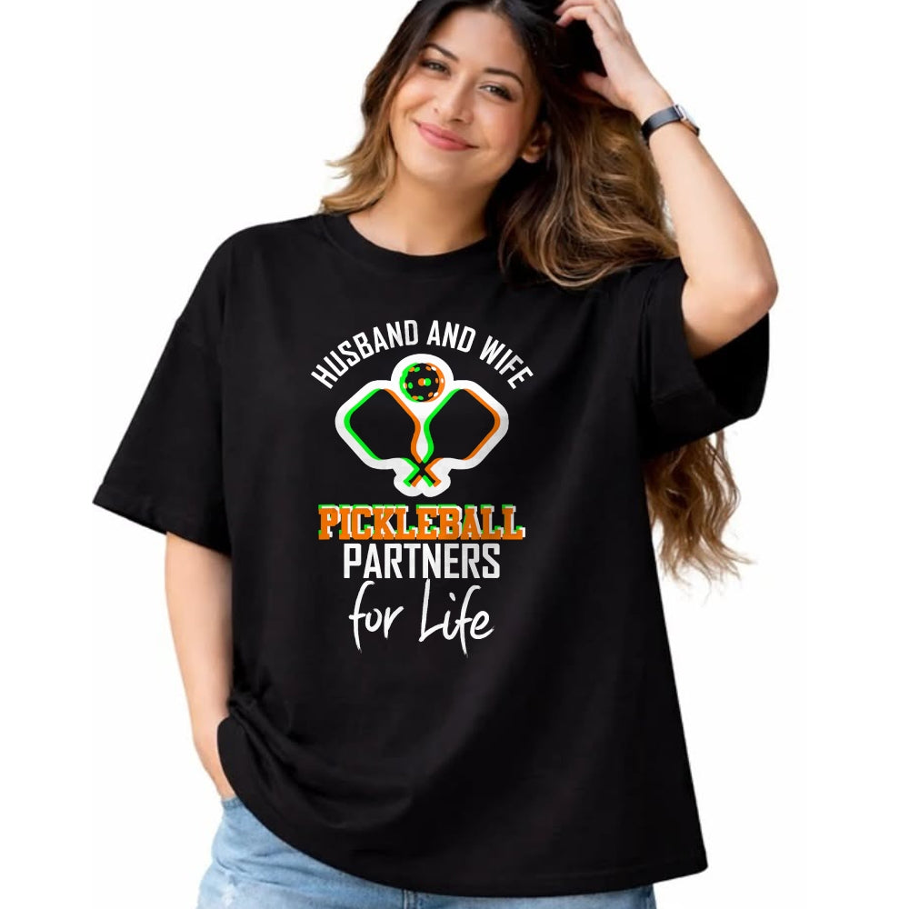 Funny Pickleball Shirt, Pickleball Lover Unisex T-Shirt/Hoodie/Sweatshirt HLT00 - Husband Wife Pickleball Partners for Life matching team gift T-Shirt