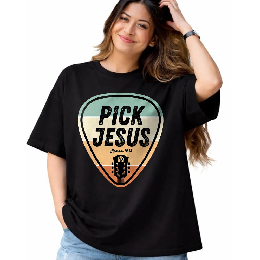 Guitar Lover Shirt, Funny Guitar UnisexT-Shirt/Hoodie/Sweatshirt HLT00 - Pick Jesus Shirt Funny Christian Music Guitar Pick Men Women T-Shirt