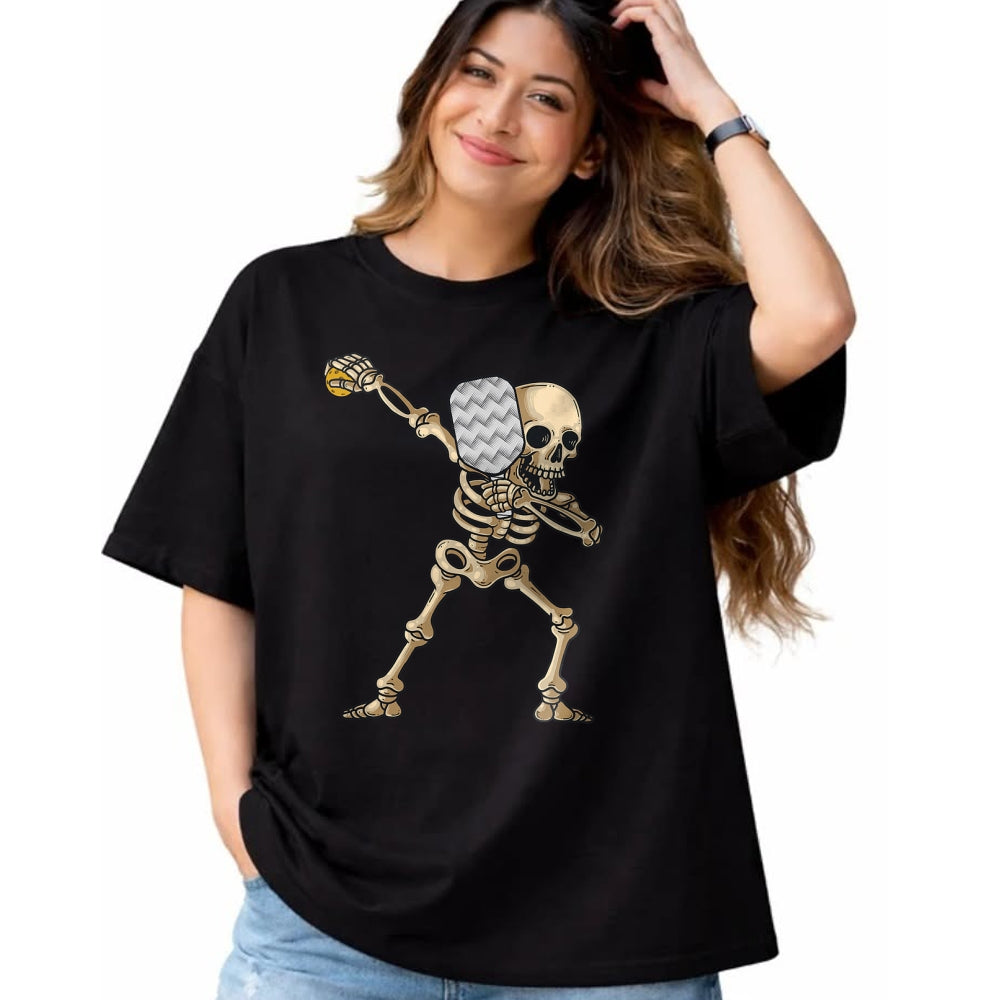 Funny Pickleball Shirt, Pickleball Lover Unisex T-Shirt/Hoodie/Sweatshirt HLT00 - Halloween Pickleball Costume Dabbing Skeleton Pickleballer T-Shirt