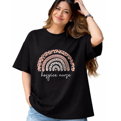 Funny Nurse Shirt, Nurse Unisex T-Shirt/Hoodie/Sweatshirt HLT00 - Hospice Nurse Leopard Rainbow Graduation Medical Nursing RN T-Shirt