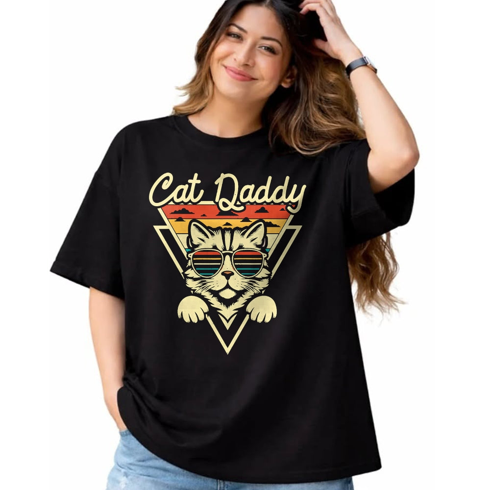Cat Love Shirt, Funny Cat Lover Gift UnisexT-Shirt/Hoodie/Sweatshirt HLT00 - Cat Daddy Retro Sunglasses Cat Fur Dad Papa Vintage Cat Dad T-Shirt