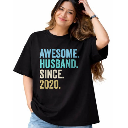 Best Wife Shirt, Wife and Husband Unisex T-Shirt/Hoodie/Sweatshirt HLT00 - Awesome Husband Since 2020 4th wedding anniversary 4 years T-Shirt