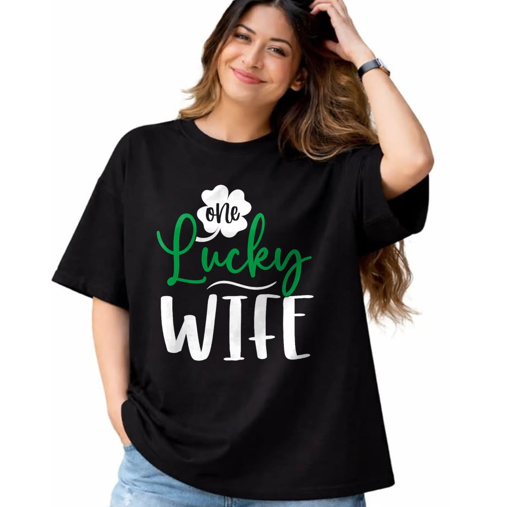 Best Wife Shirt, Wife and Husband Unisex T-Shirt/Hoodie/Sweatshirt HLT00 - Gift for wife T shirt, lucky wife   Happy Saint Patricks Day Irish Shamrock One Lucky Wife T-Shirt