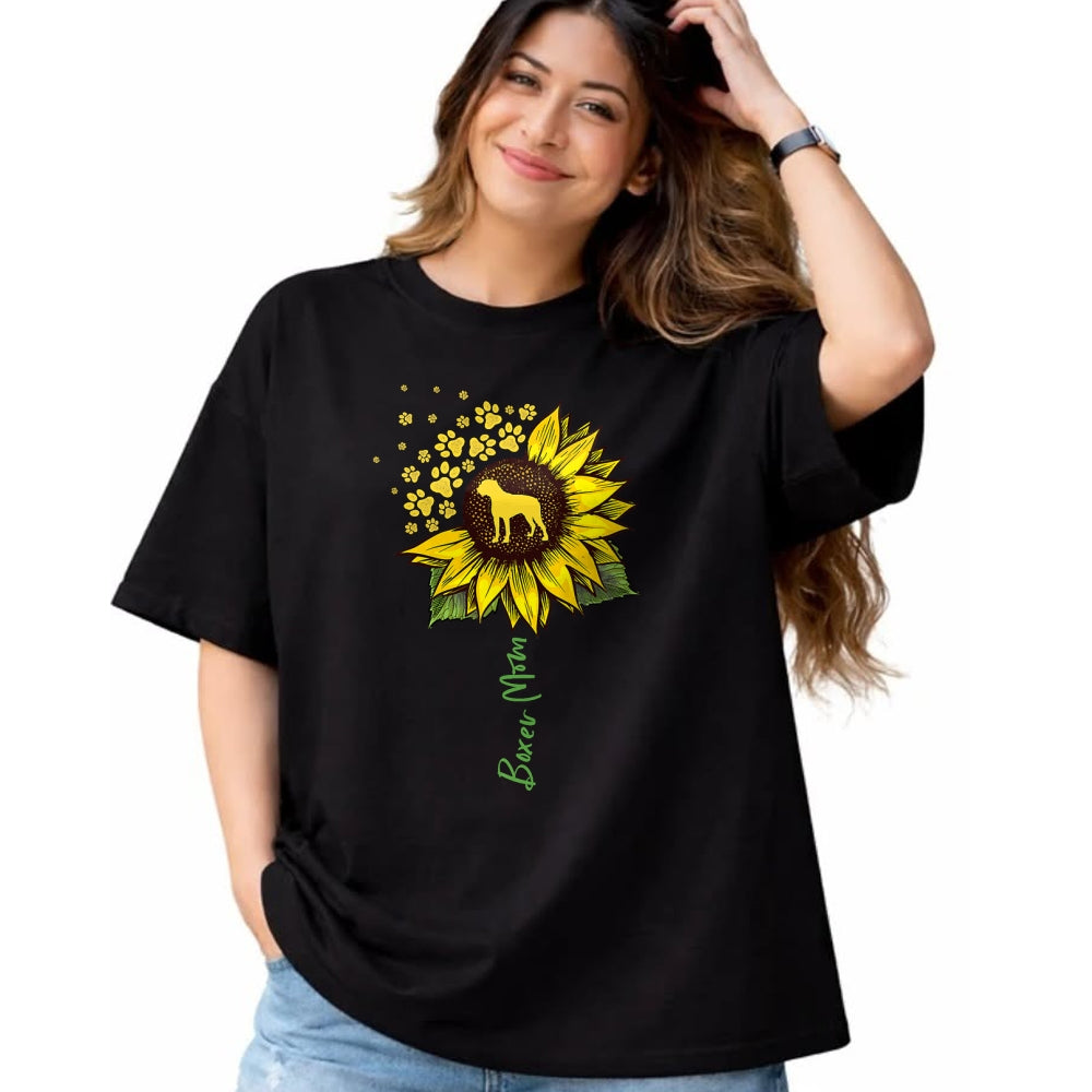 Dog Love Shirt, Dog Lover Gift T-Shirt/Hoodie/Sweatshirt HLT00 - Boxer Mom Sunflower Boxer Dog Gifts Dog Mom Mama T-Shirt