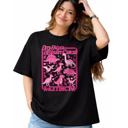 Best Dinosaur Lover Shirt, Funny Dinosaur UnisexT-Shirt/Hoodie/Sweatshirt HLT00 - Lets Make Breast Cancer Extinct Pink Dinosaur Awareness T-Shirt