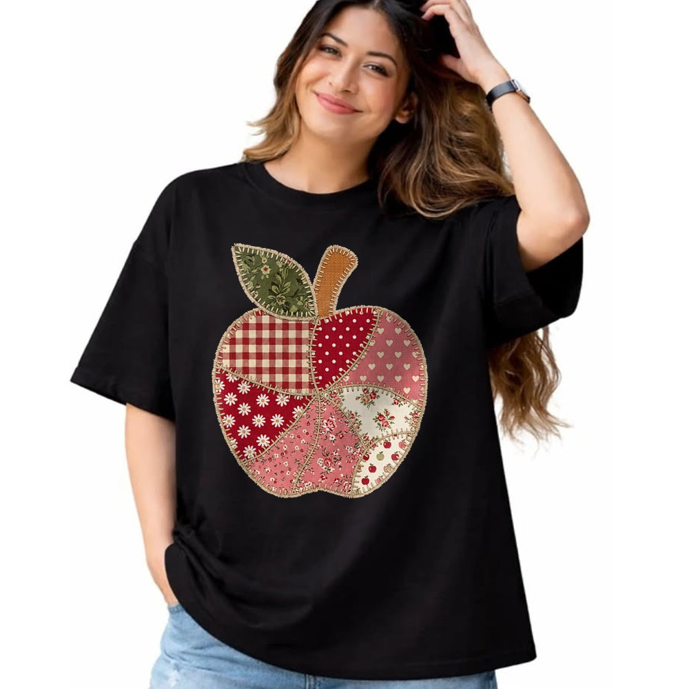 Best Teacher Shirt, Funny Teacher UnisexT-Shirt/Hoodie/Sweatshirt HLT00 - Vintage Quilted Apple Cute Teacher Back to School T-Shirt