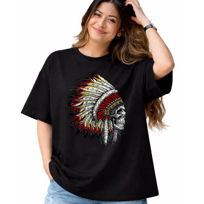 Native American T-Shirts, Vintage Native American Unisex T-Shirt/Hoodie/Sweatshirt HLT00 - Native American Indian Chief Skull Motorcycle Headdress