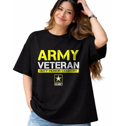 Proud Veteran Shirt, Funny Veteran UnisexT-Shirt/Hoodie/Sweatshirt HLT00 - US Army Veteran Duty Honor Land T-Shirt, Men, Black, 3X-Large