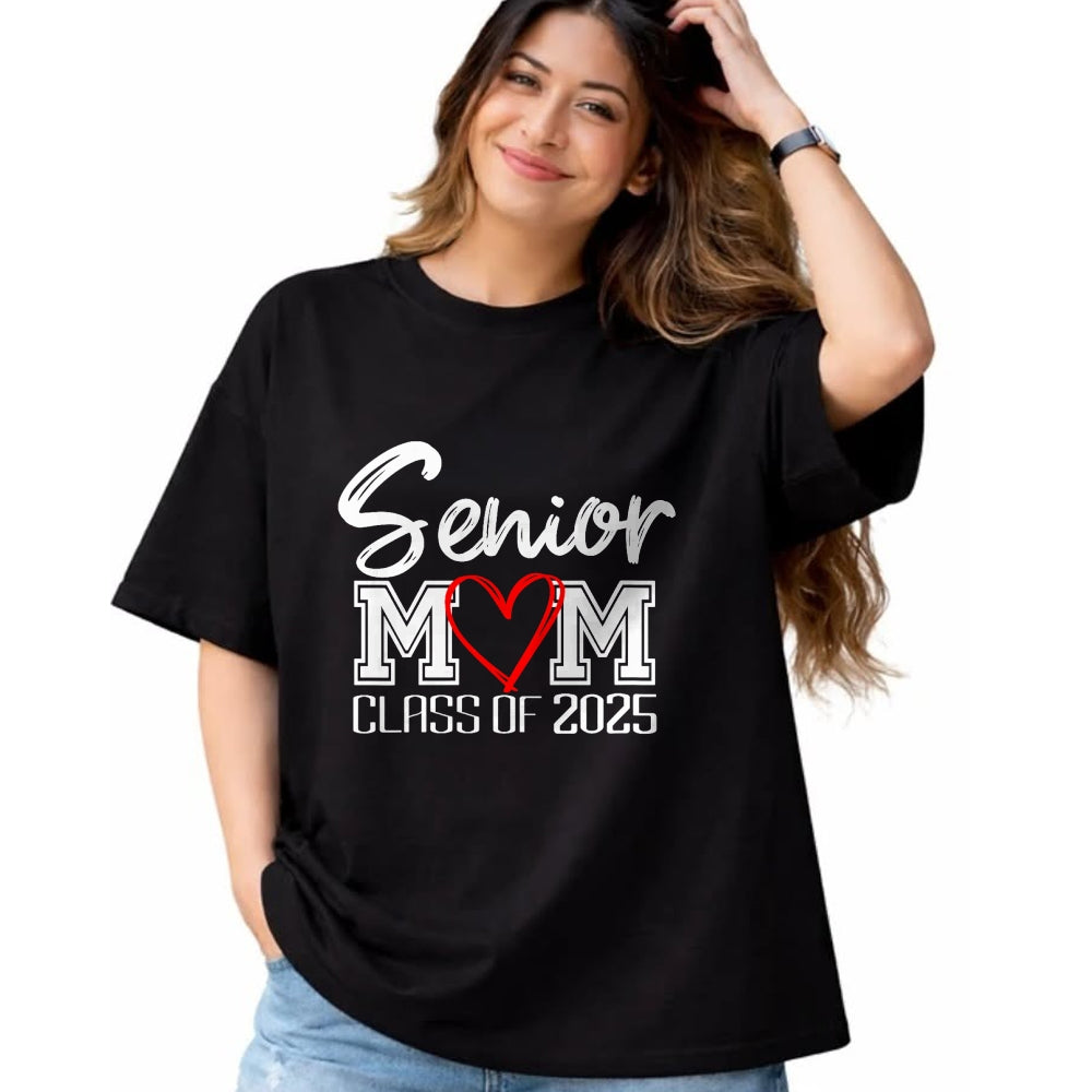 Gift for Mom Shirt, Funny Mom Unisex T-Shirt/Hoodie/Sweatshirt HLT00 - Womens Senior Mom Class of 2025  Proud Mom of Graduate  Heart Mom V-Neck T-Shirt