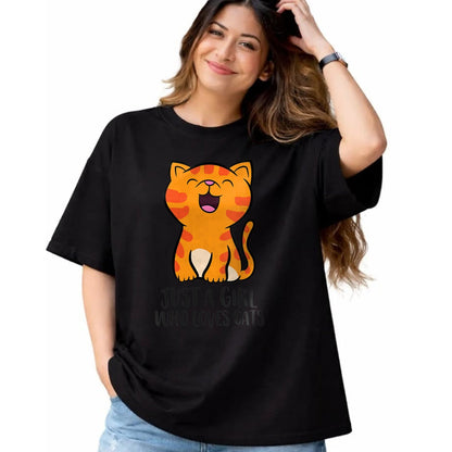 Cat Love Shirt, Funny Cat Lover Gift UnisexT-Shirt/Hoodie/Sweatshirt HLT00 - Womens Just a Girl Who Loves Cats Kitten V-Neck T-Shirt