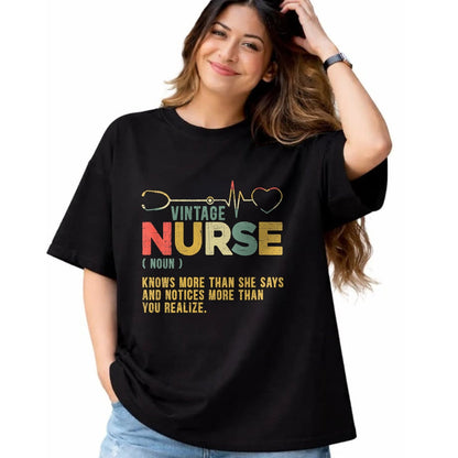 Funny Nurse Shirt, Nurse Unisex T-Shirt/Hoodie/Sweatshirt HLT00 - Womens Vintage Nurse Definition Hospital Medical Registered Nursing V-Neck T-Shirt