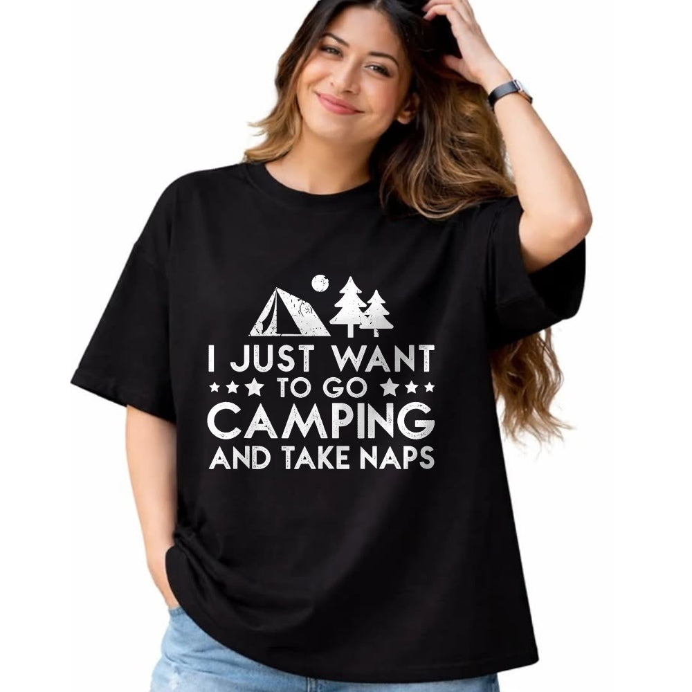 Funny Camping Shirt, Gift For Camping Lover Unisex T-Shirt/Hoodie/Sweatshirt HLT00 - I Just Want To Go Camping And Take Naps T-Shirt T-Shirt