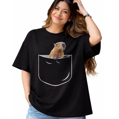 Cute Capybara Shirt, Funny Capybara Unisex T-Shirt/Hoodie/Sweatshirt HLT00 - Pocket Capybara Funny Capybara in Pocket Gift T-Shirt