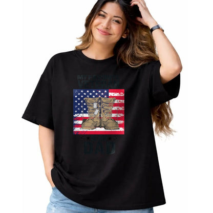 Gift for Dad Shirt, Funny Dad Unisex T-Shirt/Hoodie/Sweatshirt HLT00 – Dad Veteran My Favorite Veteran Is My Father Proud Son Kids T-Shirt