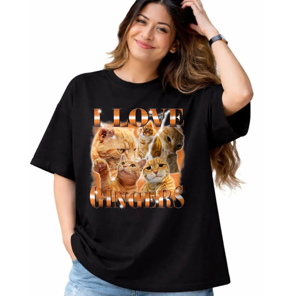 Cat Love Shirt, Funny Cat Lover Gift UnisexT-Shirt/Hoodie/Sweatshirt HLT00 - I Love Gingers Funny Orange Cat Cat Meme Kitty Cat Lovers T-Shirt